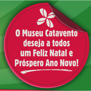 Logotipo do Museu Catavento com uma mensagem de final de ano e votos de Feliz Natal e Próspero Ano Novo