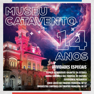 foto do palácio das industrias com a programação de aniversário de 14 anos do museu catavento