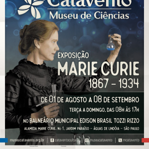 Letras brancas e imagem da marie curie